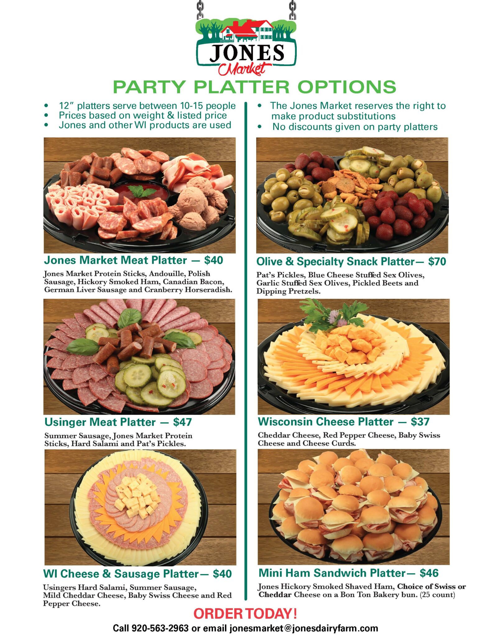 Party Platters Catering Menu Jones Market